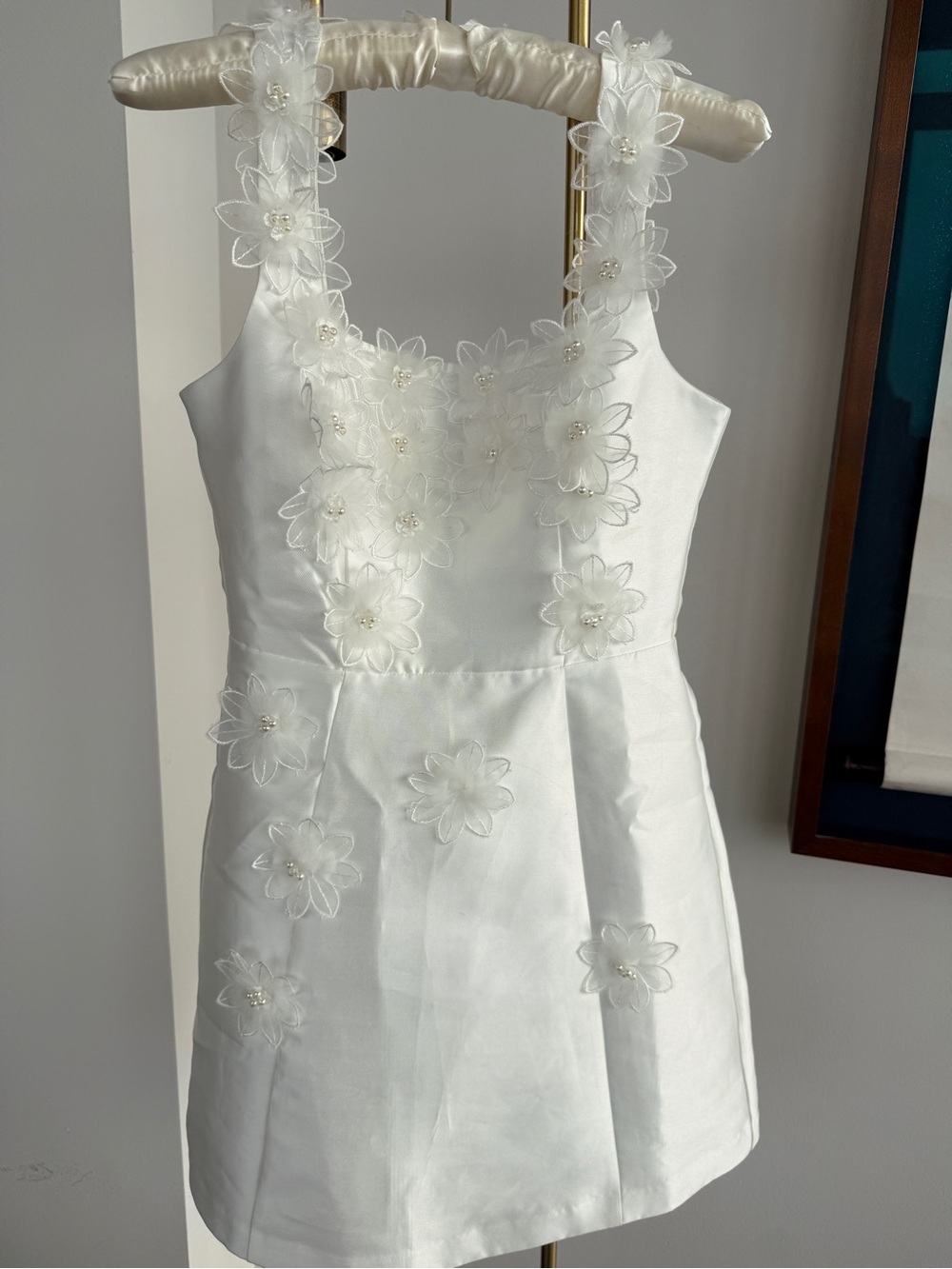 Elliatt Elder Dress in White Floral Appliqué Satin Bridal